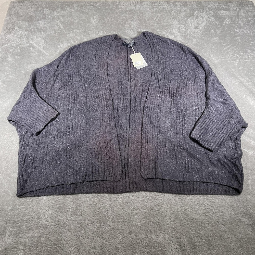 Barefoot Dreams Cardigan Womens 2X Gray CozyChic Lite Ribbed Shrug Open Front